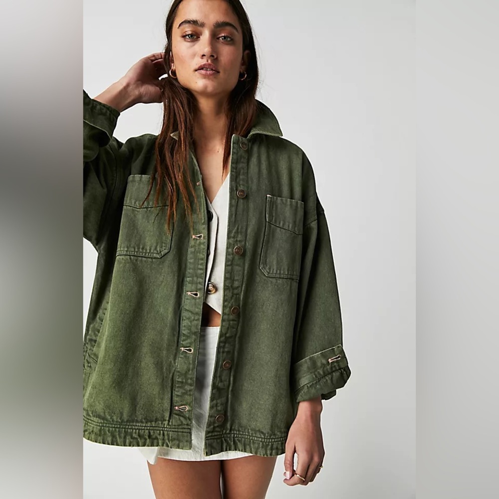 Free People Olive Green Madison City Jacket